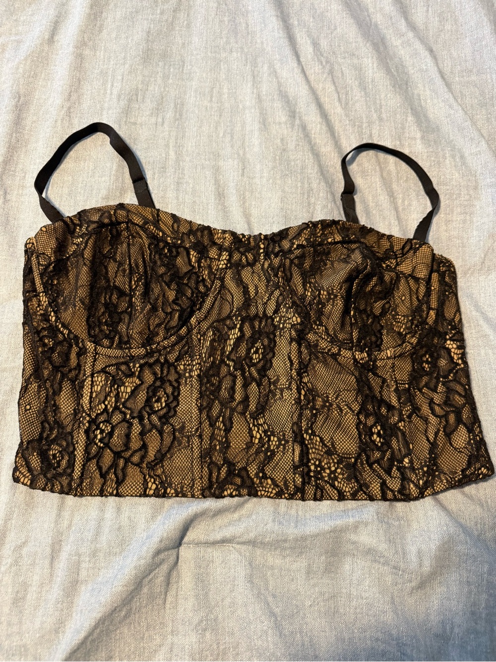 Good American Black Lace Bustier Crop Top - 2x